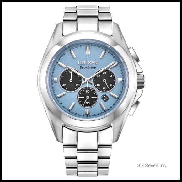 Men's Eco-Drive Sport Luxury Chronograph Watch Stainless Steel Sapphire Crystal